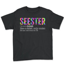 Load image into Gallery viewer, Seester Noun Shirt, Seester Noun Like A Sister Only Cooler See Also - Youth Tee - Black
