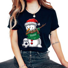 Load image into Gallery viewer, Soccer Boy Dabbing Snowman Christmas Jersey Saudi Arabia Shirt, - Unisex T-Shirt - Black