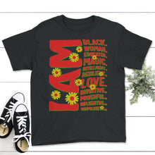 Load image into Gallery viewer, I Am Black Melanin Woman, Black Women Birthday Gifts, Birthday Girl - Youth Tee - Black