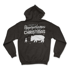 Load image into Gallery viewer, Christmas Shirt, I Want A Hippopotamus For Christmas Tee, Cute Hippo - Hoodie - Black