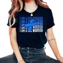 Load image into Gallery viewer, Cyclic Vomiting Syndrome Shirt, I'm A CVS Warrior Blue Ribbon Tee, - Unisex T-Shirt - Black