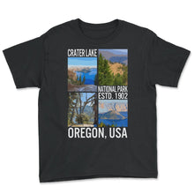 Load image into Gallery viewer, Crater Lake National Park ESTD. 1902 Shirt, Oregon US Lake Tee, - Youth Tee - Black