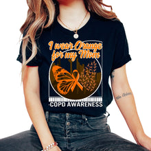 Load image into Gallery viewer, COPD Awareness Shirt, I Wear Orange For My Mom Butterfly Tee, Lung - Unisex T-Shirt - Black