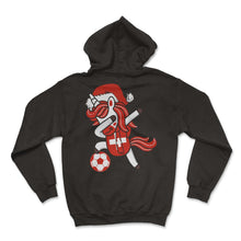 Load image into Gallery viewer, Soccer Girl Dabbing Unicorn Christmas Hat Scarf Switzerland Jersey - Hoodie - Black