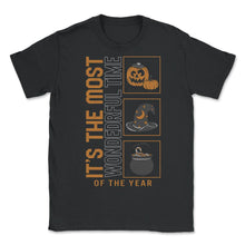Load image into Gallery viewer, Halloween Costume Shirt, Most Wonderful Time Of The Year Pumpkin - Unisex T-Shirt - Black