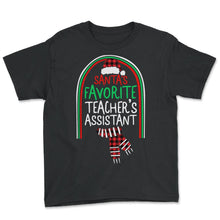 Load image into Gallery viewer, Christmas Shirt, Santa's Favorite Teacher's Assistant Santa Hat Tee, - Youth Tee - Black