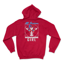 Load image into Gallery viewer, 4th Of July Shirt, All American Girl Flag Cow Sunglasses Independence - Hoodie - Red