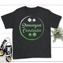 Load image into Gallery viewer, St. Patricks Day Shirt, Shenanigans Coordinator, Irish Teacher Lucky - Youth Tee - Black