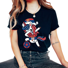 Load image into Gallery viewer, Soccer Girl Dabbing Unicorn Christmas Hat Scarf Serbia Jersey Shirt, - Unisex T-Shirt - Black