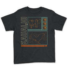 Load image into Gallery viewer, Kauai Hi Shirt, Kauai Rooster Design Tee, Wild Feral Chicken Hawaii - Youth Tee - Black