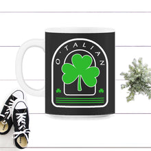 Load image into Gallery viewer, St. Patricks Day Shirt, O'talian Tee, Italian Flag Italia Lucky Lover - 11oz Mug - Black on White