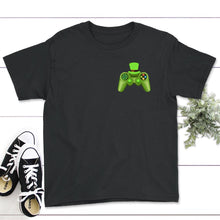 Load image into Gallery viewer, St. Patricks Day Shirt, Video Game Controller, Irish Rainbow Lucky - Youth Tee - Black