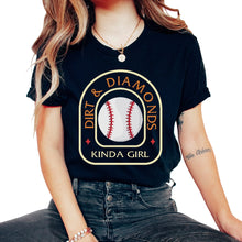 Load image into Gallery viewer, Softball Shirt, Dirt And Diamonds Kinda Girl Tee, Women Of Softball, - Unisex T-Shirt - Black