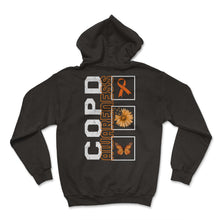 Load image into Gallery viewer, COPD Awareness Shirt, COPD Orange Ribbon Sunflower Butterfly Tee, - Hoodie - Black