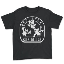 Load image into Gallery viewer, Halloween Shirt, Ohh Look Sky Kittens Cute Bat Lover Funny Tee, - Youth Tee - Black