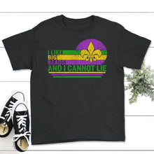 Load image into Gallery viewer, I Like Big Beads And I Cannot Lie, Adult Mardi Gras Tee, New Orleans - Youth Tee - Black