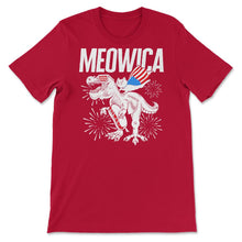 Load image into Gallery viewer, 4th Of July Shirt, Meowica Trex Cat USA Flag Independence Day Freedom - Unisex T-Shirt - Red
