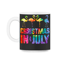 Load image into Gallery viewer, Christmas In July Pink Flamingo Love Heart Flamingos Summer - 11oz Mug - Black on White