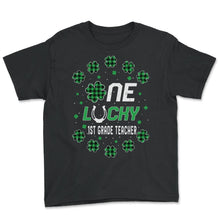Load image into Gallery viewer, Funny St Patricks Day Gift for PreK Kinder One Lucky 1st Grade - Youth Tee - Black