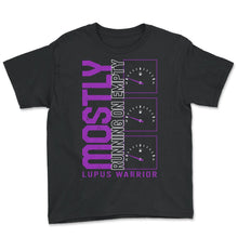 Load image into Gallery viewer, Lupus Awareness Shirt, Mostly Running Empty, Lupus Warrior Support - Youth Tee - Black