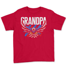 Load image into Gallery viewer, 4th Of July Shirt, Grandpa Independence Day Tee, USA Flag Bald Eagle - Youth Tee - Red