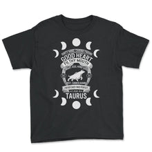 Load image into Gallery viewer, Zodiac Sign Shirt, I Am A Taurus Zodiac Sign, Horoscope Astrology - Youth Tee - Black