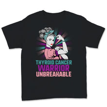 Load image into Gallery viewer, Thyroid Cancer Warrior Unbreakable Strong Woman Pink Purple Ribbon