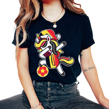 Load image into Gallery viewer, Soccer Girl Dabbing Unicorn Christmas Hat Scarf Belgium Jersey Shirt, - Unisex T-Shirt - Black
