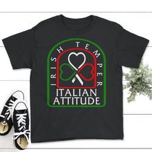 Load image into Gallery viewer, St. Patricks Day Shirt, Irish Temper Italian Attitude Lucky Christmas - Youth Tee - Black