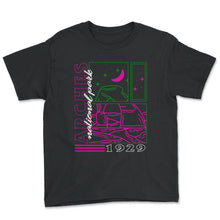 Load image into Gallery viewer, Arches National Park Shirt, 1929 Moab Utah Tee, Outdoor Lover Camping - Youth Tee - Black
