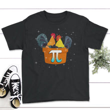 Load image into Gallery viewer, Pi Day Shirt, Funny Chicken Pi Pot, Math Teacher Gift, Math Geek - Youth Tee - Black