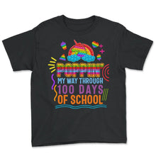 Load image into Gallery viewer, School Shirt, Poppin My Way Through 100 Days Of School Unicorn Pop It - Youth Tee - Black