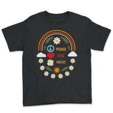 Load image into Gallery viewer, Peace Love Matzo Shirt, Jewish Holiday Funny Seder Gift, Fast - Youth Tee - Black
