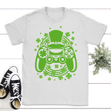 Load image into Gallery viewer, St. Patricks Day Shirt, Video Game Controller, Irish Rainbow Lucky - Unisex T-Shirt - White