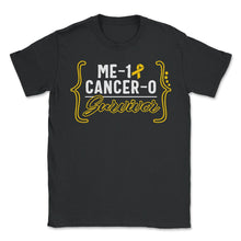Load image into Gallery viewer, Childhood Cancer Awareness Shirt, Me-1 Cancer-0 Survivor Gold Ribbon - Unisex T-Shirt - Black