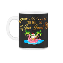Load image into Gallery viewer, Christmas In July Shirt, 'Tis The Sea Sun Cute Santa Flamingo Float - 11oz Mug - Black on White