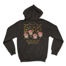 Load image into Gallery viewer, El Dia de Los Muertos Day of the Dead Sugar Skulls Flowers Crown - Hoodie - Black