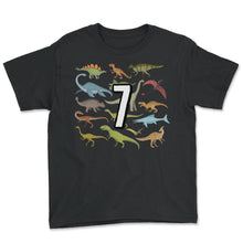 Load image into Gallery viewer, Kids Dinosaur Birthday Gift T Shirt For 7 Years Old - Youth Tee - Black