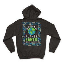 Load image into Gallery viewer, Earth Shirt, The Future Of The Planet Earth Floral Classroom Tee, - Hoodie - Black