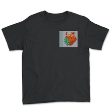 Load image into Gallery viewer, Cartoon Shirt, Cute Cat Strawberry Pocket Tee, Pet Animal Cat Lover - Youth Tee - Black