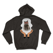 Load image into Gallery viewer, Valentines Day Shirt, Cat Heart Sunglasses Cute Valentines Tee, Cat - Hoodie - Black