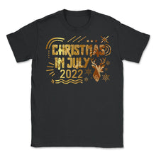 Load image into Gallery viewer, Christmas In July 2022 Shirt, Merry Reindeer Snow Christmas Cute - Unisex T-Shirt - Black