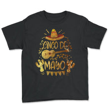 Load image into Gallery viewer, Happy Cinco De Mayo Mexican Flag Vintage Men Women Mexico Fiesta Taco - Youth Tee - Black