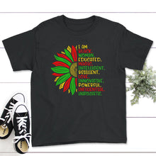 Load image into Gallery viewer, I Am Black Melanin Woman, Black Women Birthday Gifts, Birthday Girl - Youth Tee - Black