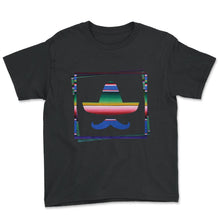 Load image into Gallery viewer, Cinco De Mayo Shirt, Mustache Mexican Hat, May 5th Fiesta Mexico - Youth Tee - Black