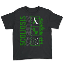 Load image into Gallery viewer, Scoliosis Awareness Shirt, Scoliosis Warriors Are Magical Cute - Youth Tee - Black