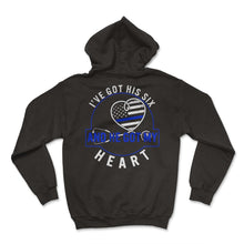 Load image into Gallery viewer, Patriotic Shirt, I've Got His Six And He Got My Heart USA Flag Thin - Hoodie - Black