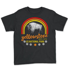 Load image into Gallery viewer, Yellowstone Bison Buffalo Shirt, US National Park Shirt, Hiking - Youth Tee - Black