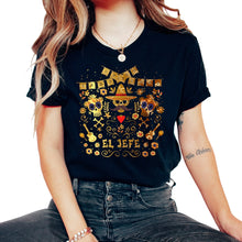 Load image into Gallery viewer, El Jefe El Dia de Los Muertos Day of the Dead Sugar Skull Mexican Hat - Unisex T-Shirt - Black
