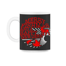 Load image into Gallery viewer, Christmas Shirt, Merry Fishmas And Happy New Deer Tee, Fisherman - 11oz Mug - Black on White